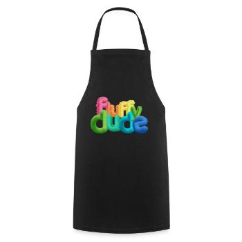 Fluffy Dude – Colorful 3D Typography with Plush C - Cooking Apron - black - Front - AI Model Male 185 dark (185cm)