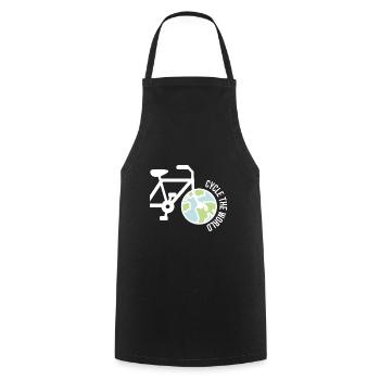 Voyage dans le monde avec une idée de cadeau de vélo - Tablier de cuisine - noir - Devant - AI Model Male 185 dark (185cm)
