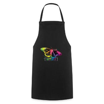 Cadeau chenille papillon - Tablier de cuisine - noir - Devant - AI Model Male 185 dark (185cm)