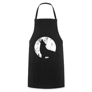 Wolf Mond - Kochschürze - Schwarz - Vorne - AI Model Male 185 dark (185cm)