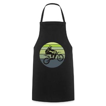 Motocross Retro - Kochschürze - Schwarz - Vorne - AI Model Male 185 dark (185cm)