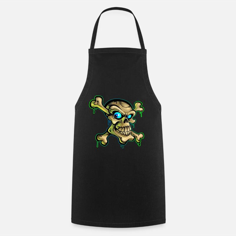 Pirate skull cartoon graffiti - Cooking Apron - black