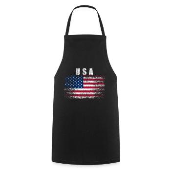 Vintage USA flag - Cooking Apron - black - Front - AI Model Male 185 dark (185cm)