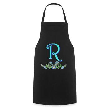 flower blue r - Cooking Apron - black - Front - AI Model Male 185 dark (185cm)