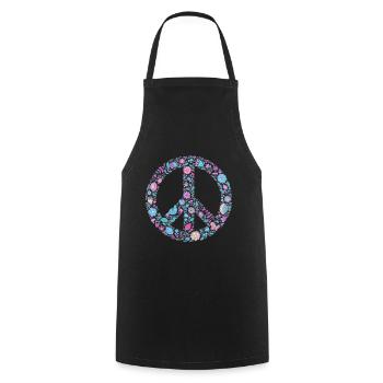 Flower Peace | Signe de paix Idée cadeau - Tablier de cuisine - noir - Devant - AI Model Male 185 dark (185cm)