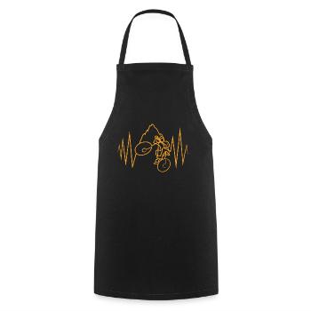Mountain Bike Heartbeat Shirt | Funny Cycling Tee - Cooking Apron - black - Front - AI Model Male 185 dark (185cm)