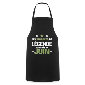 Sergent cadeau anniversaire juin militaire - Tablier de cuisine - noir - Devant - AI Model Male 185 dark (185cm)