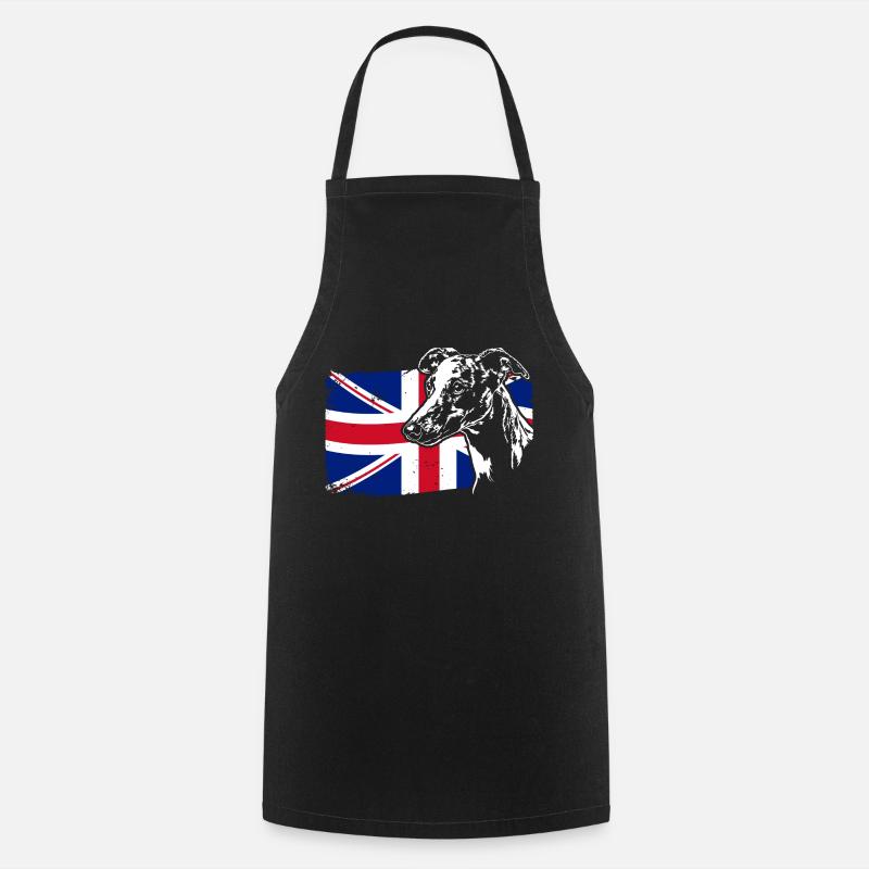 WHIPPET Union Jack Flag Dogs Wilsigns - Cooking Apron - black