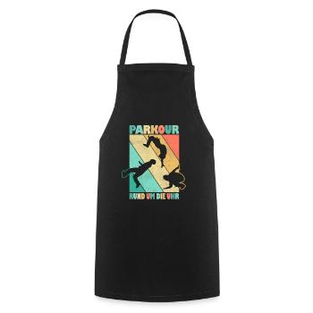 Parkour Freerunner Traceur Le Parcour parkourshirt - Kochschürze - Schwarz - Vorne - AI Model Male 185 dark (185cm)