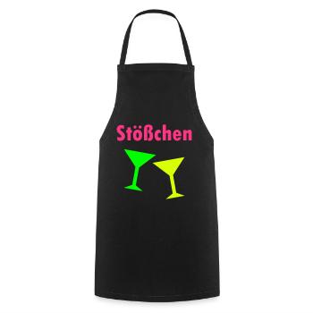 Stößchen (zwei Cocktailgläser) - Kochschürze - Schwarz - Vorne - AI Model Male 185 dark (185cm)