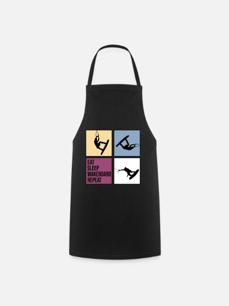 wakeboard wakeboarder cable wasserratte repeat - Cooking Apron - black
