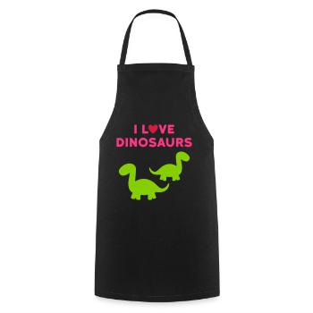 I love dinosaurs (two brontosaurs, heart) - Cooking Apron - black - Front - AI Model Male 185 dark (185cm)