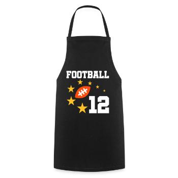Football 12 (Football, Sterne) - Kochschürze - Schwarz - Vorne - AI Model Male 185 dark (185cm)