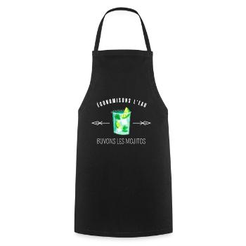 économisons l'eau buvons les mojitos - Tablier de cuisine - noir - Devant - AI Model Male 185 dark (185cm)