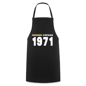 vintage 1971 - Cooking Apron - black - Front - AI Model Male 185 dark (185cm)