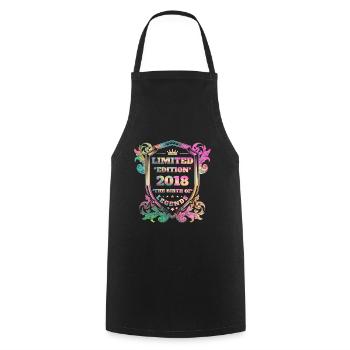 2018 Birthday vintage vintage rainbow colors - Cooking Apron - black - Front - AI Model Male 185 dark (185cm)
