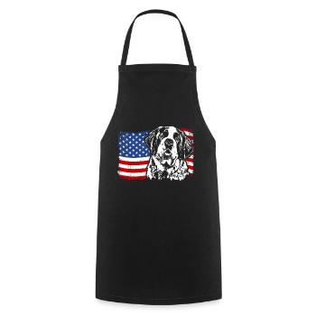 ST. BERNARDS Amérique Flag Chiens Chien Wilsigns - Tablier de cuisine - noir - Devant - AI Model Male 185 dark (185cm)