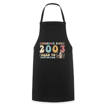 Super seit 2003 - 20. Geburtstag - 2023 Groovy - Kochschürze - Schwarz - Vorne - AI Model Male 185 dark (185cm)