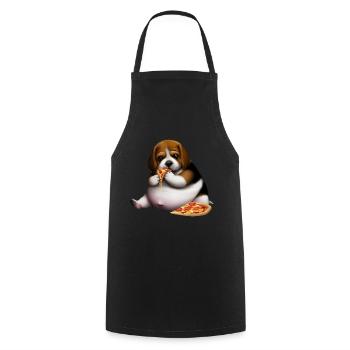 Pizza Lover Beagle Dog - Cooking Apron - black - Front - AI Model Male 185 dark (185cm)