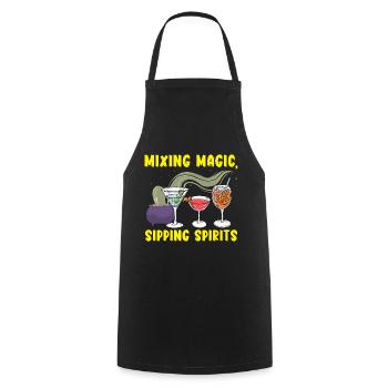 Magical sip spirits mix bartender Hallow - Cooking Apron - black - Front - AI Model Male 185 dark (185cm)
