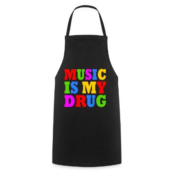 music is my drug - Kochschürze - Schwarz - Vorne - AI Model Male 185 dark (185cm)