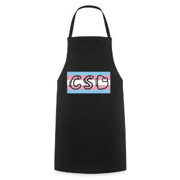 Drapeau de la fierté trans CSD - Tablier de cuisine - noir - Devant - AI Model Male 185 dark (185cm)