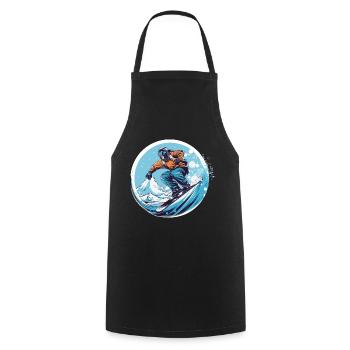 Snowboarding or skiing and then après ski - Cooking Apron - black - Front - AI Model Male 185 dark (185cm)