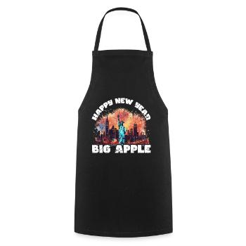 Happy New Year with fireworks in New York - Cooking Apron - black - Front - AI Model Male 185 dark (185cm)