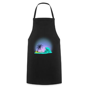 Île d’été Baignade Poulets Natation Anneau Océan Vague - Tablier de cuisine - noir - Devant - AI Model Male 185 dark (185cm)