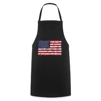 FLAG OF AMERICA retro - Cooking Apron - black - Front - AI Model Male 185 dark (185cm)