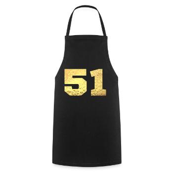 Number 51 Gold Glitter - 51st Anniversary - Cooking Apron - black - Front - AI Model Male 185 dark (185cm)