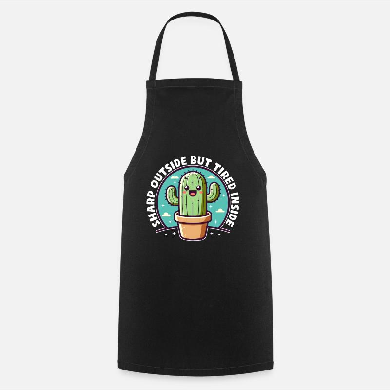 SHARP OUTSIDE BUT TIRED INSIDE - Cooking Apron - black