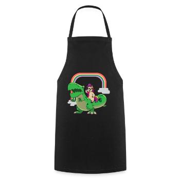 Unicorn loves T Rex - Cooking Apron - black - Front - AI Model Male 185 dark (185cm)