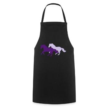 Two galloping horses - you can change all colours - Cooking Apron - black - Front - AI Model Male 185 dark (185cm)
