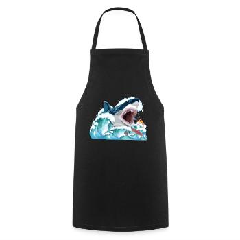 Megalodon attacks! - Cooking Apron - black - Front - AI Model Male 185 dark (185cm)