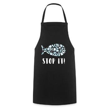 Plastic flood ocean sea animals environment upcycling - Cooking Apron - black - Front - AI Model Male 185 dark (185cm)