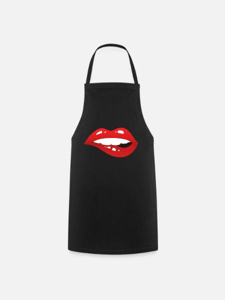 Sexy Lady's Red Lips - Kochschürze - Schwarz
