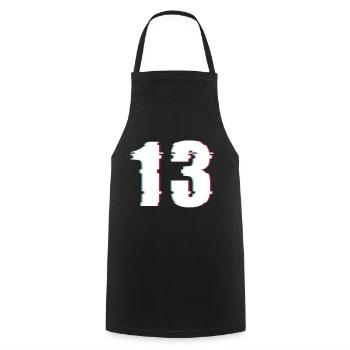 13 Thirteen Thirteen Number Effect Distorted Number - Cooking Apron - black - Front - AI Model Male 185 dark (185cm)