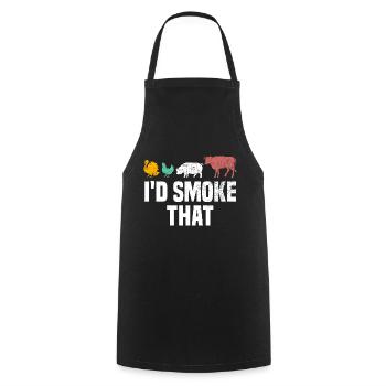 I'D SMOKE THAT Funny BBQ Smoker Barbecue - Kochschürze - Schwarz - Vorne - AI Model Male 185 dark (185cm)
