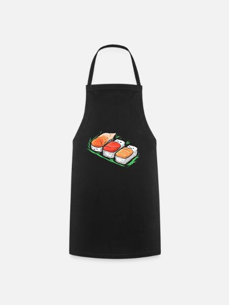 Sushi Kawaii Cuisine japonaise Happy Sushi - Tablier de cuisine - noir