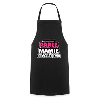 on parle meilleure mamie du monde on parle de moi - Tablier de cuisine - noir - Devant - AI Model Male 185 dark (185cm)