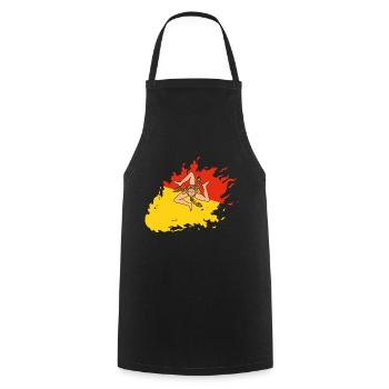 Drapeau de la Sicile Italie Palerme Trinacria Italia - Tablier de cuisine - noir - Devant - AI Model Male 185 dark (185cm)