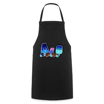 Kawaii-Eis am Stiel in Neon - Kochschürze - Schwarz - Vorne - AI Model Male 185 dark (185cm)