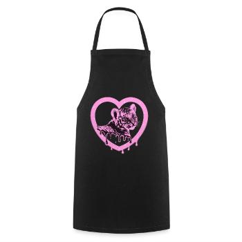 Tigre dans le cœur - Rose - Tablier de cuisine - noir - Devant - AI Model Male 185 dark (185cm)