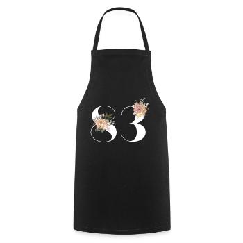 83rd anniversary in bloom (Gift of 83 years) - Cooking Apron - black - Front - AI Model Male 185 dark (185cm)
