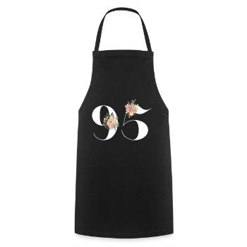 95th Anniversary flowers (Gift of 95 years) - Cooking Apron - black - Front - AI Model Male 185 dark (185cm)