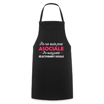 pas asociale juste sélectivement sociale - Tablier de cuisine - noir - Devant - AI Model Male 185 dark (185cm)
