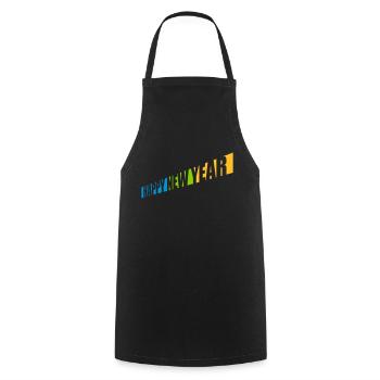Citation Bonne année - Tablier de cuisine - noir - Devant - AI Model Male 185 dark (185cm)