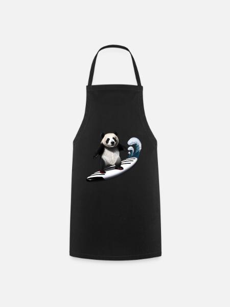 Panda Surfer - Kochschürze - Schwarz