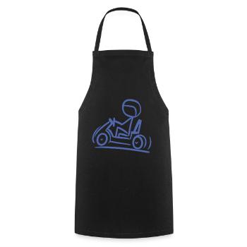 Go-Kart Silhouette Stick Figure Line Drawing - Cooking Apron - black - Front - AI Model Male 185 dark (185cm)